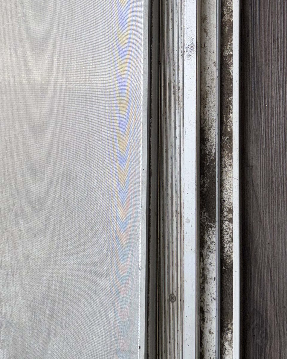 Sliding door track — before cleaning